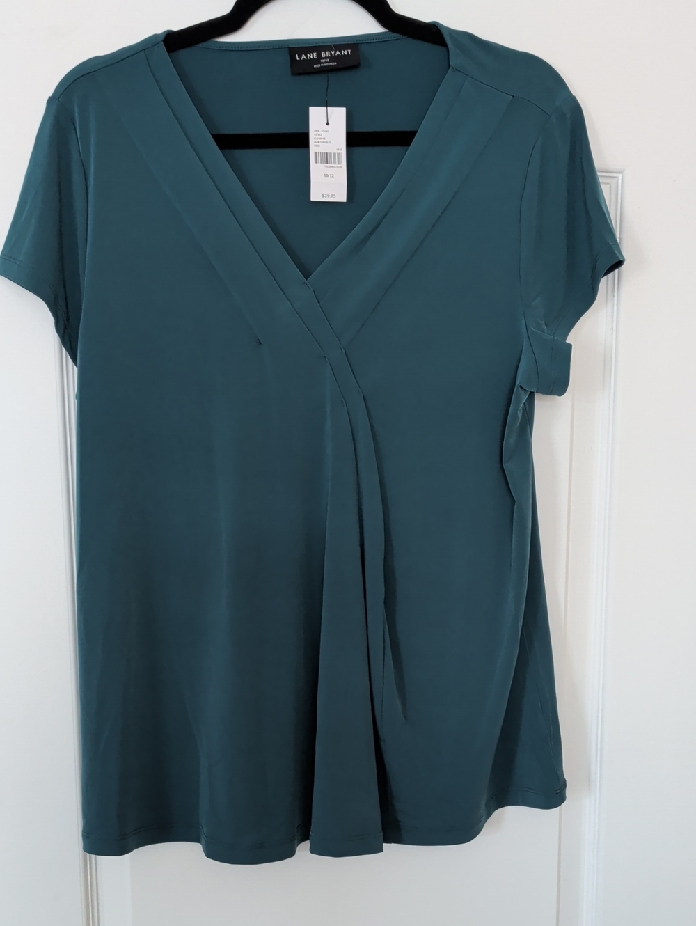 Lane Bryant Teal Draped V-Neck Short Sleeve Blouse Tote 3